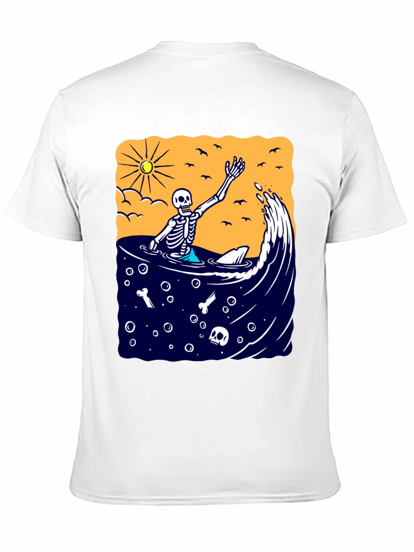 Black Skeleton Surfer T-Shirt - Beach Vibe Graphic Tee view 11