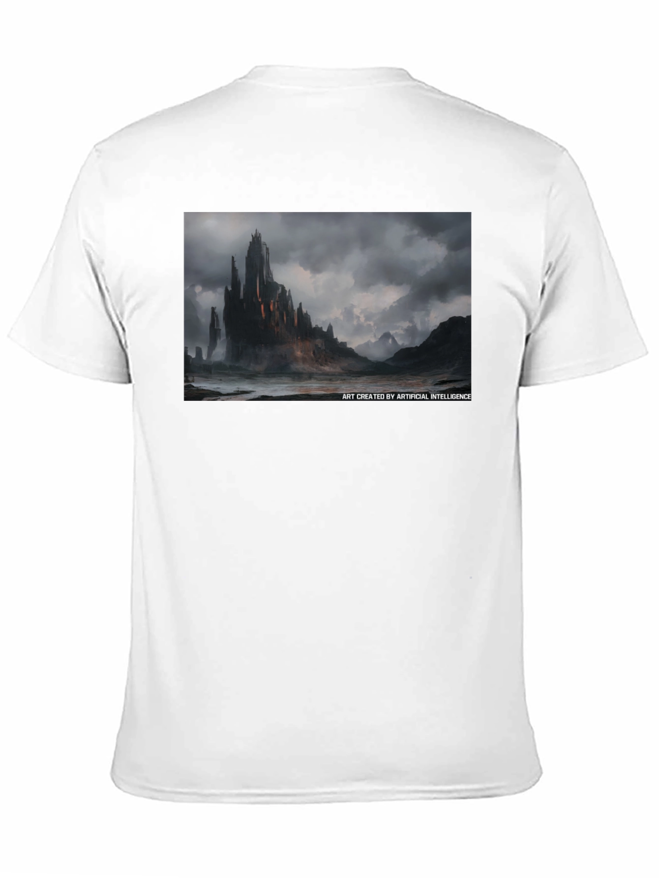 Black Dark Castle AI Art Black Tee - Unique Graphic T-Shirt view 11