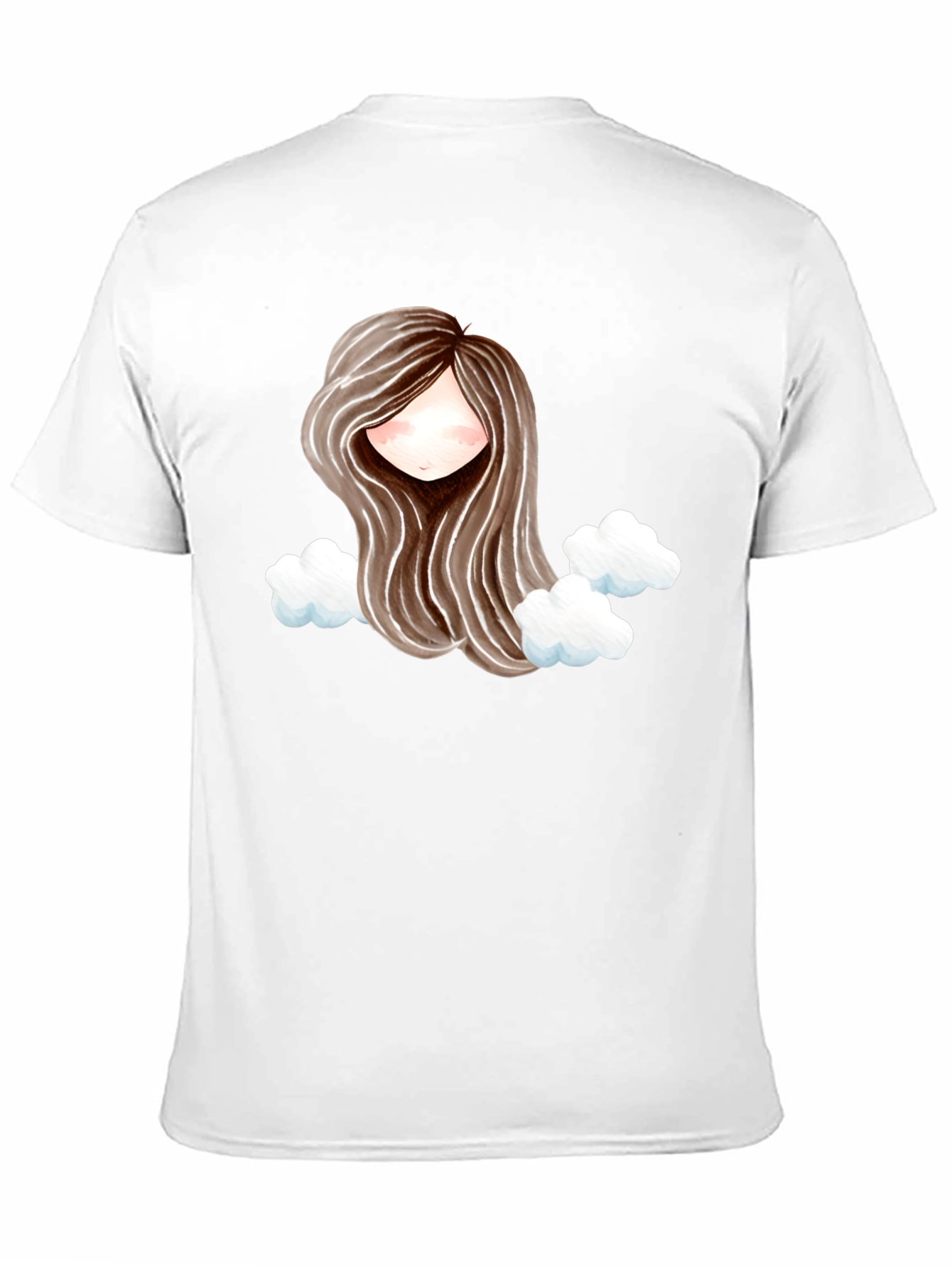 Black Whimsical Girl with Clouds Graphic Tee view 11