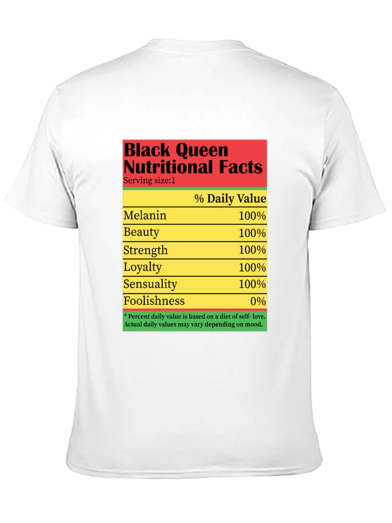 Black Black Queen Nutritional Facts T-Shirt view 11