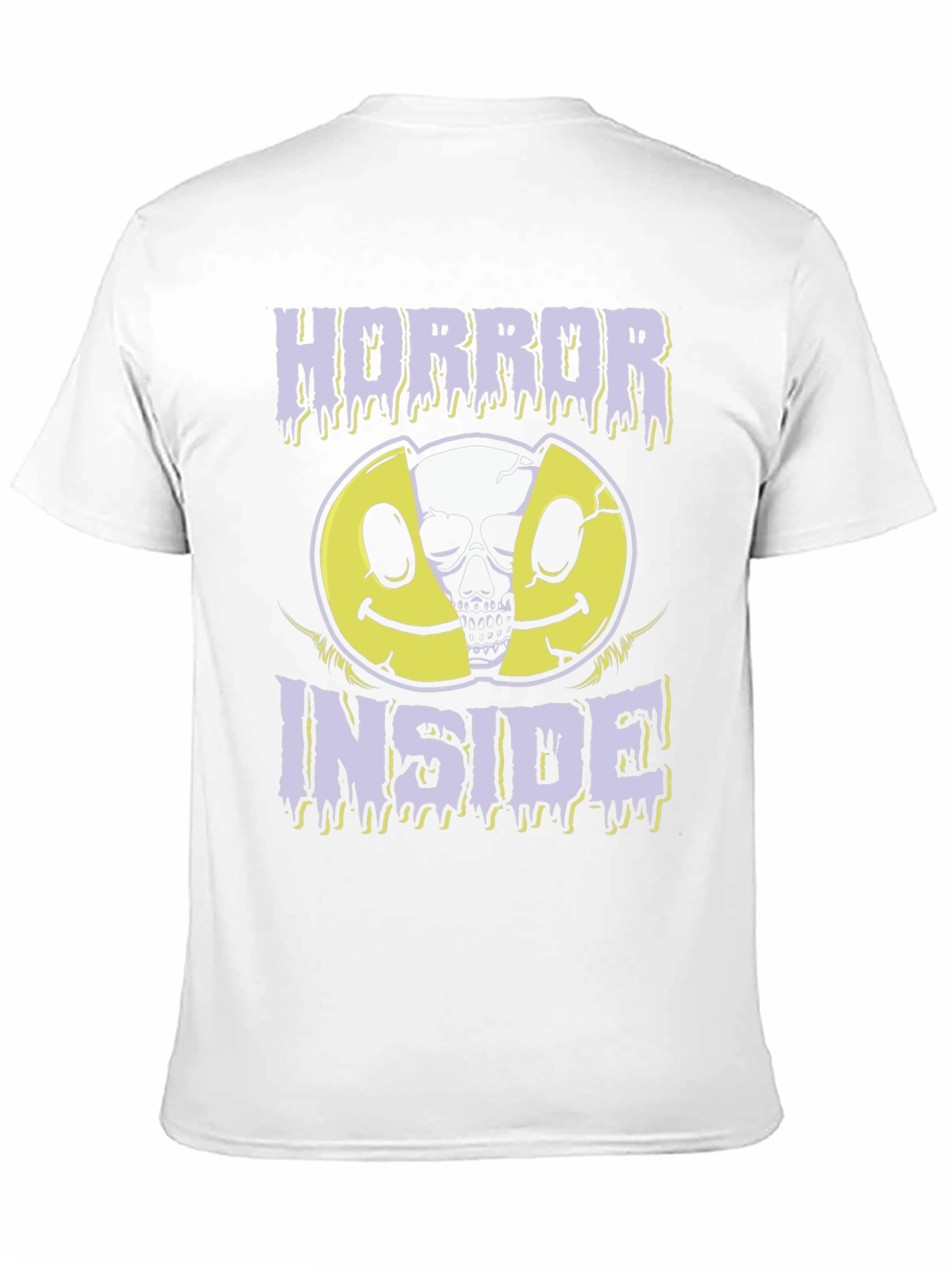 Black Horror Inside Graphic T-Shirt - Creepy Skull Smiley Face Tee view 11