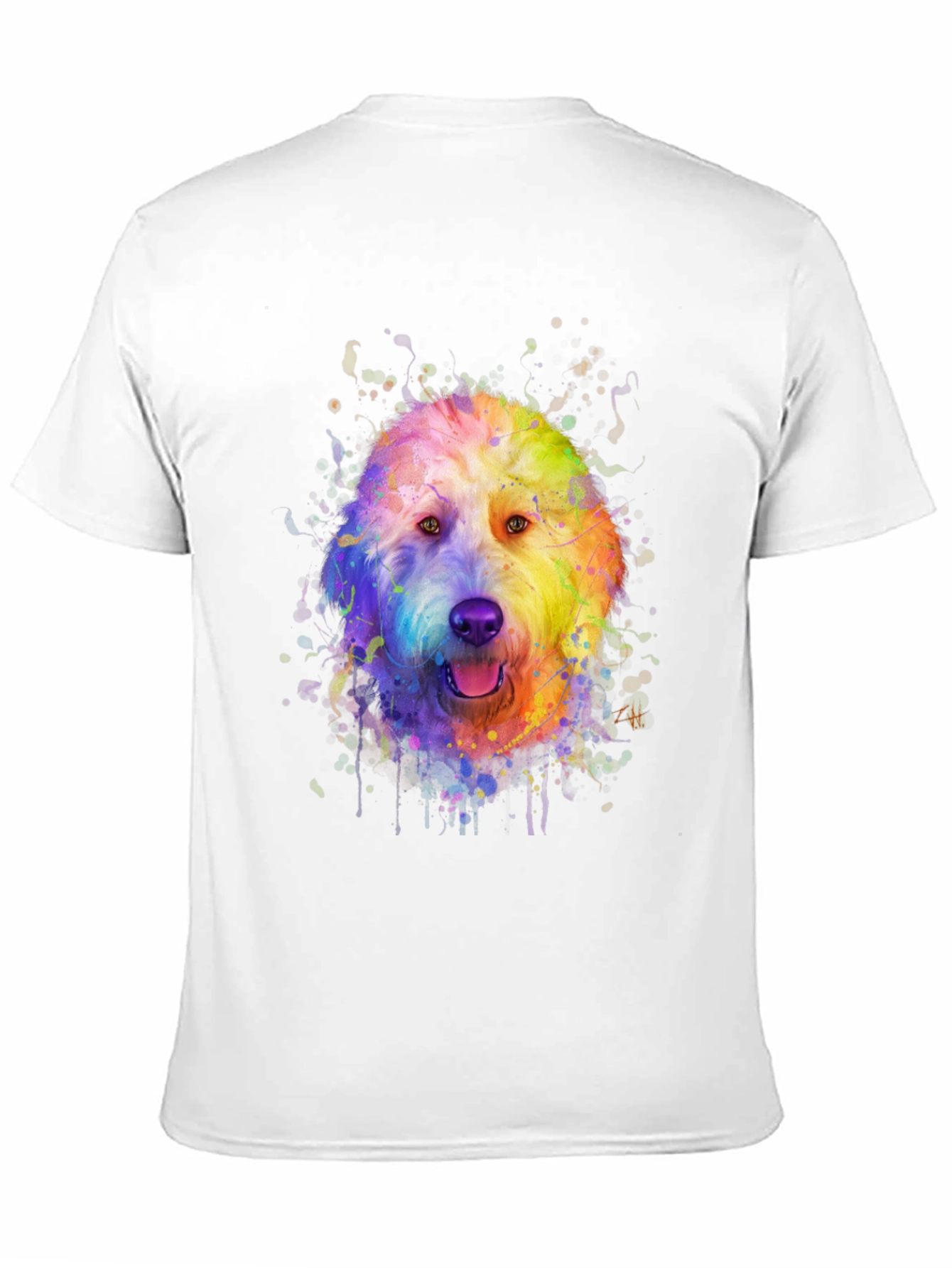 Black Rainbow Doodle Dog Graphic Tee - Black Cotton T-Shirt view 11