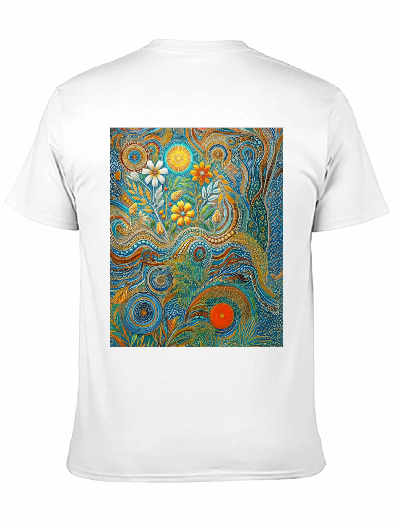 Black Psychedelic Floral Art T-Shirt view 11
