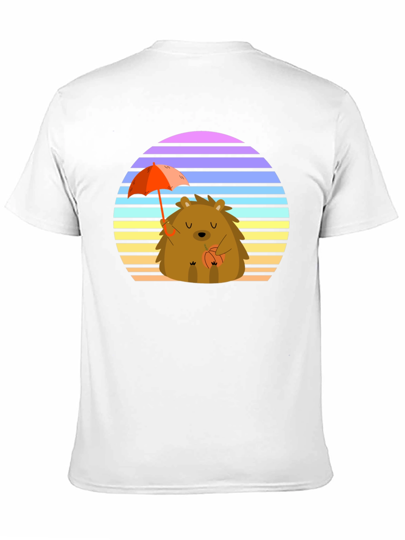 Black Cute Hedgehog T-Shirt with Retro Sunset Design view 11