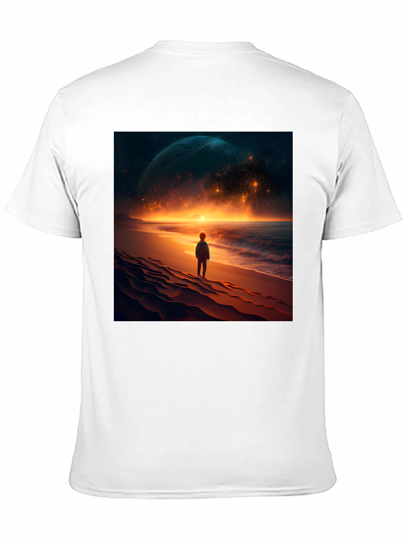 Black Cosmic Beach Graphic Tee - Black Cotton Blend view 11