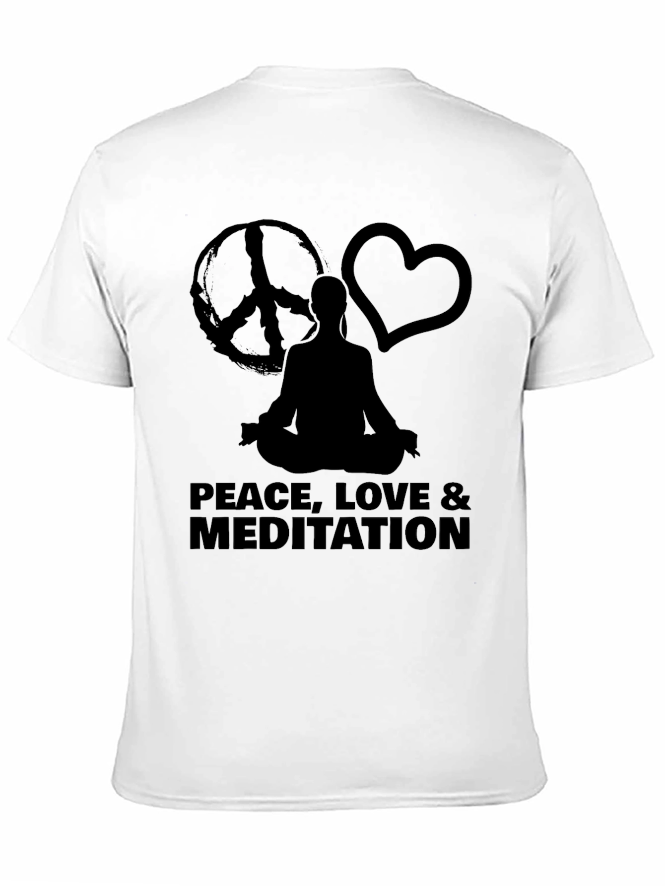 Black Peace Love Meditation Graphic Tee - Black view 11