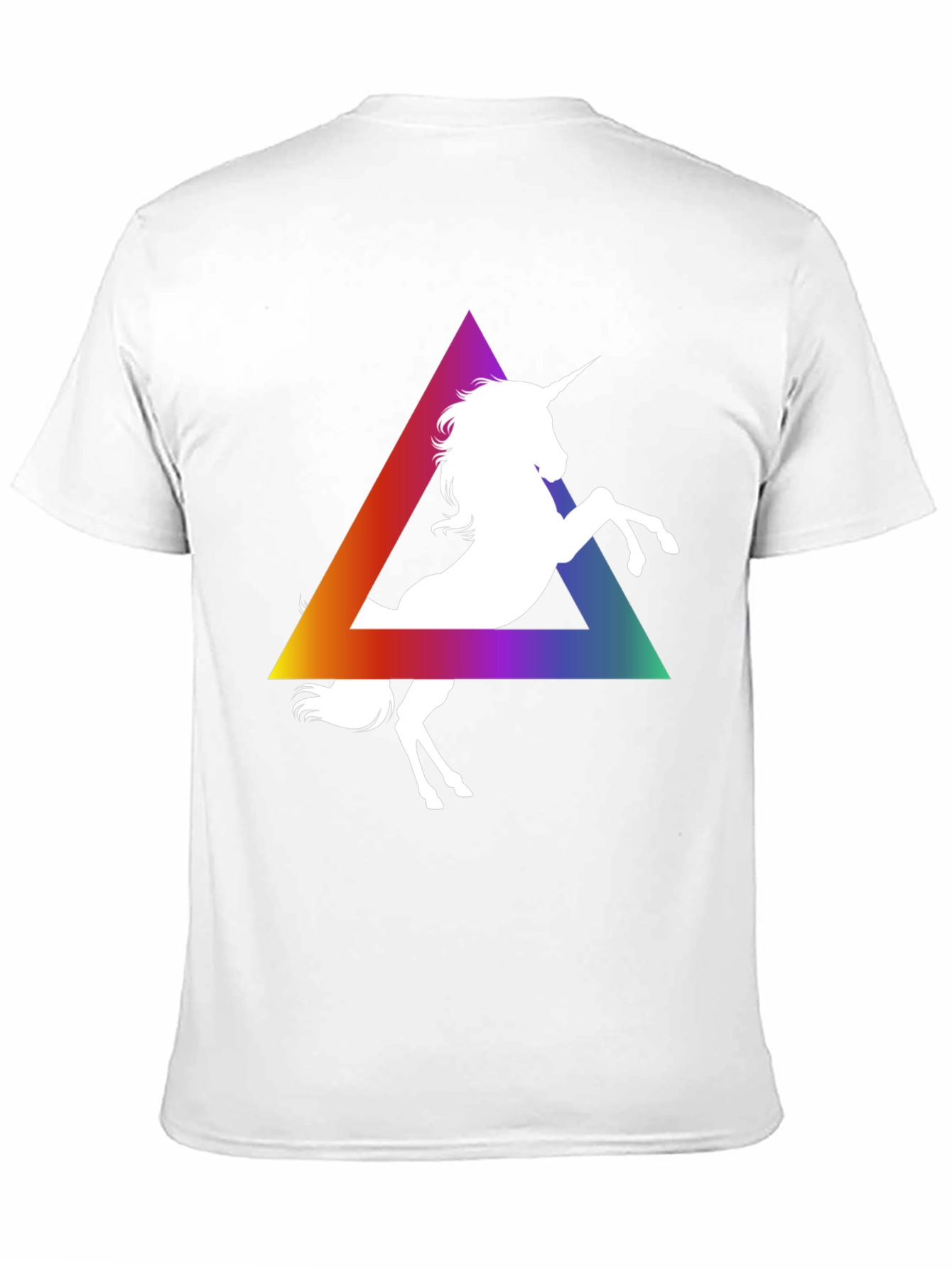 Black Unicorn Rainbow Triangle Graphic Tee - Black Cotton T-Shirt view 11