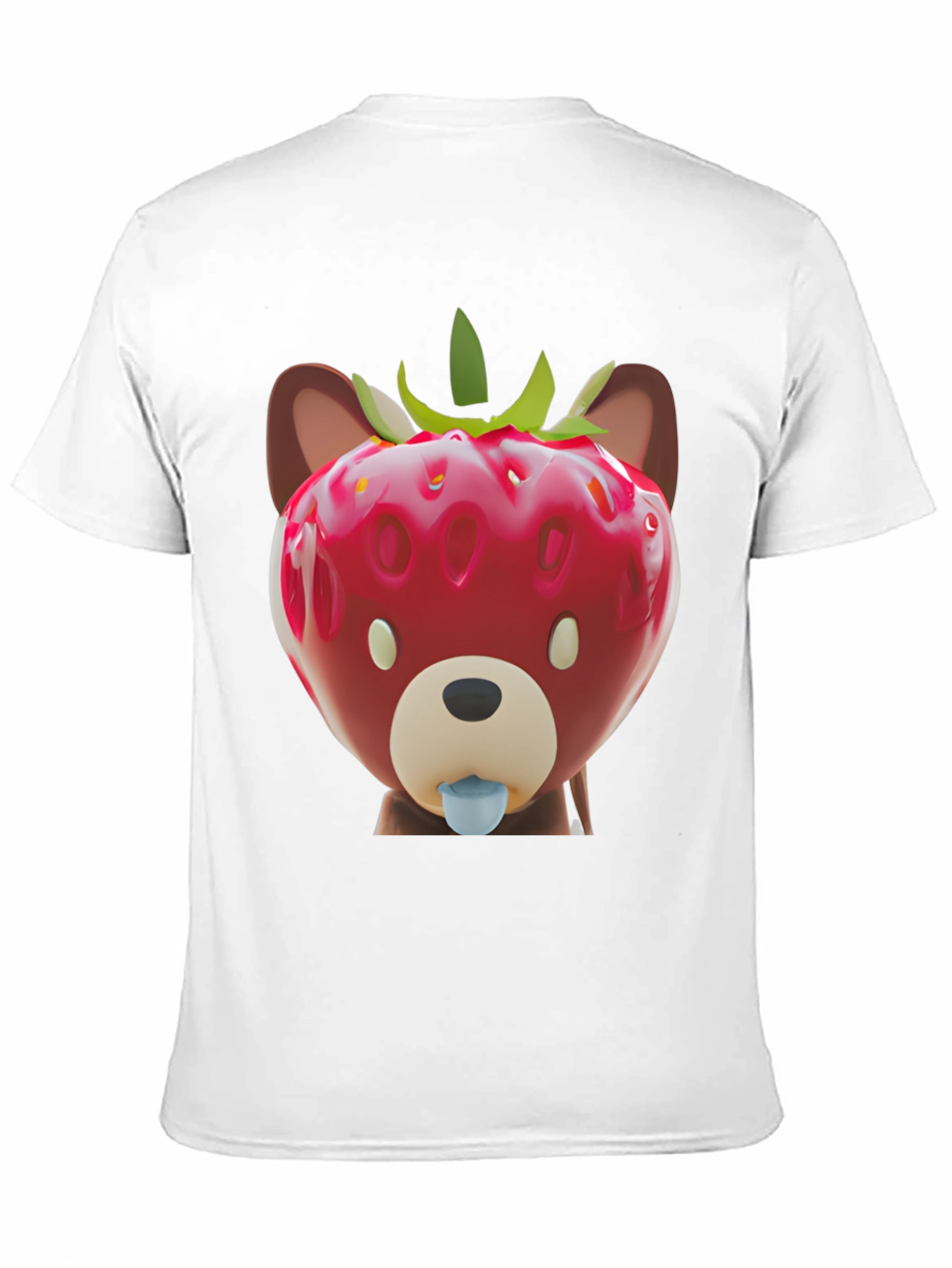 Black Strawberry Bear Graphic Tee - Unique Men's Black T-Shirt view 11