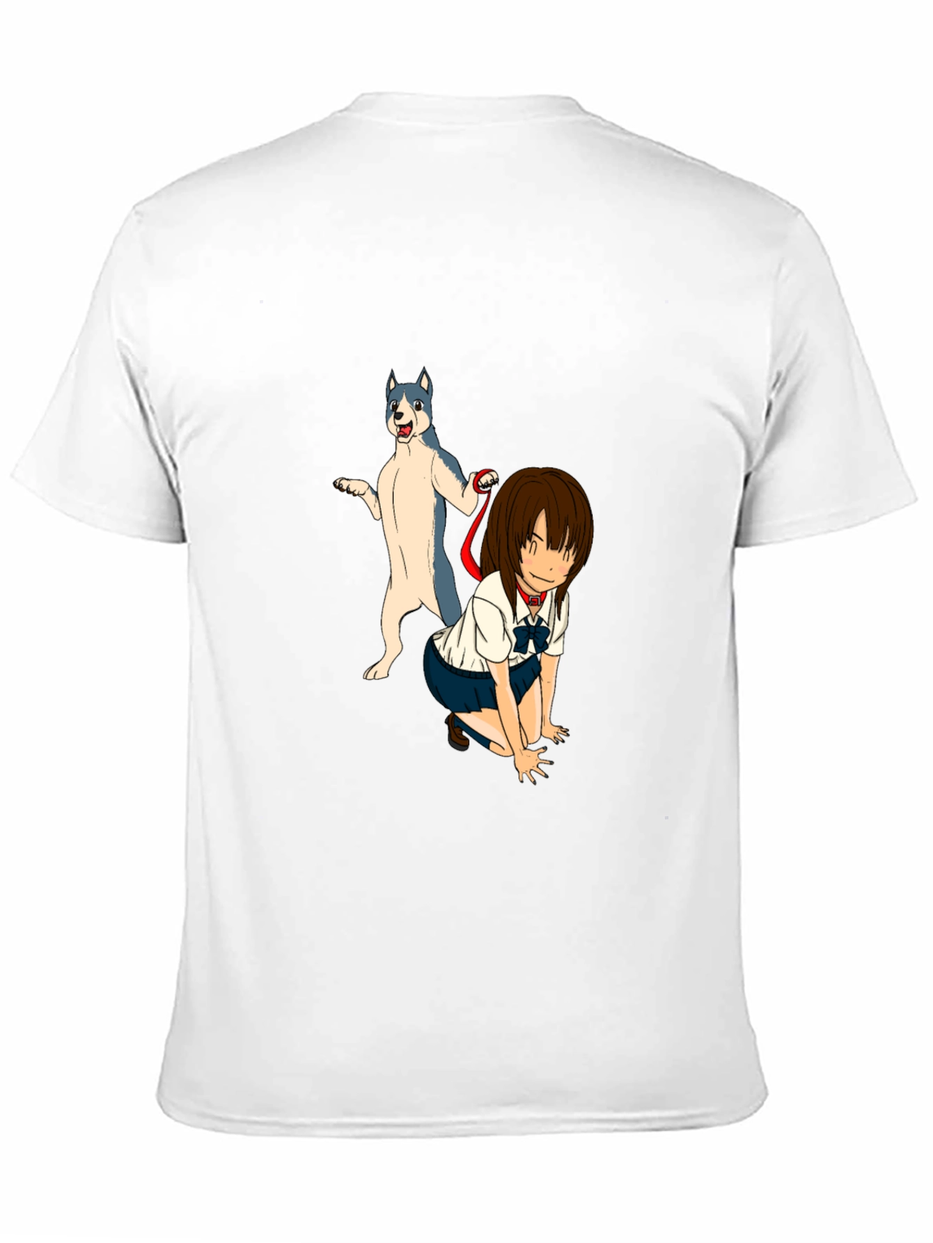 Black Anime Girl & Dog Graphic Black T-Shirt view 11