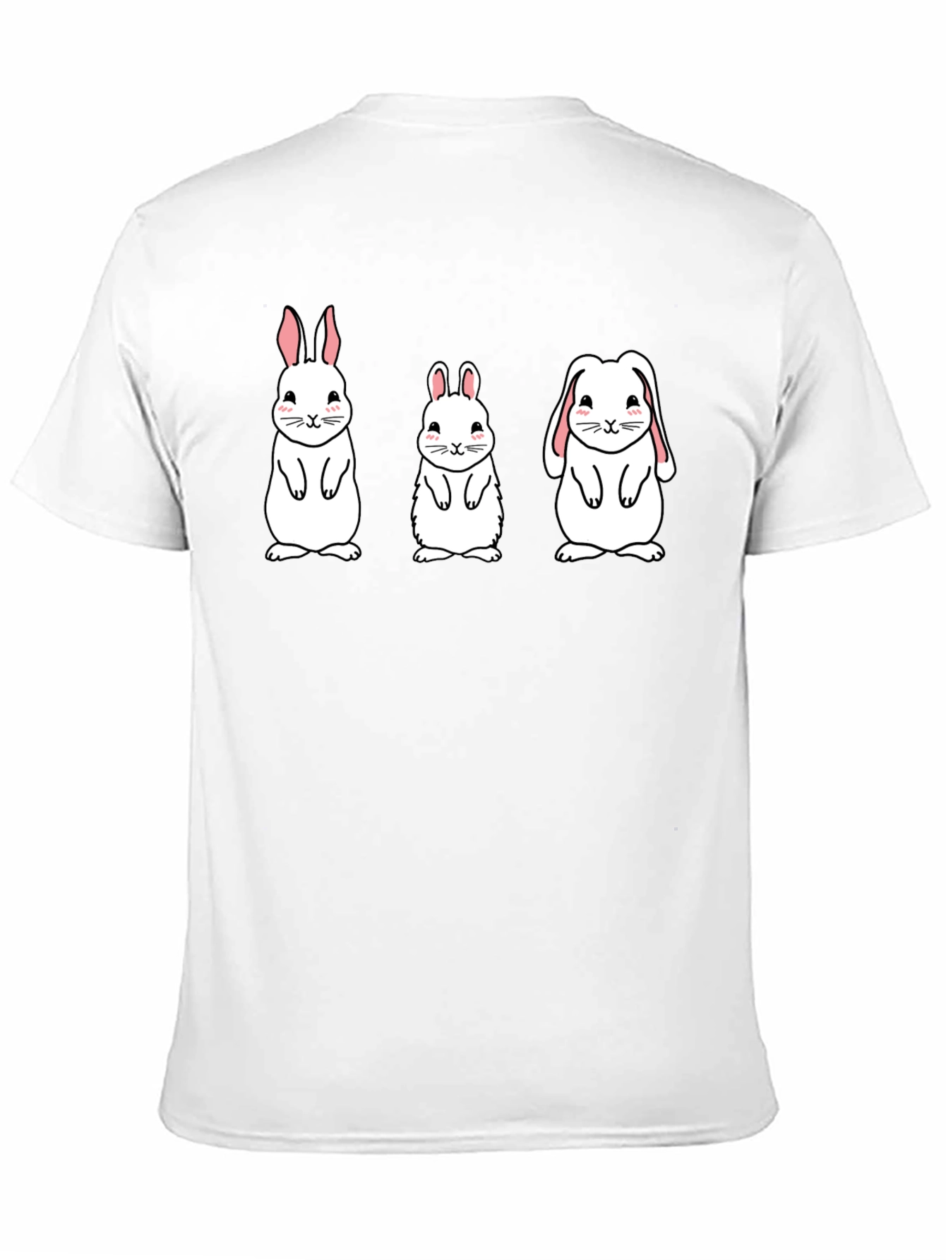 Black Cute Bunny Graphic Tee - Black Cotton Shirt view 11