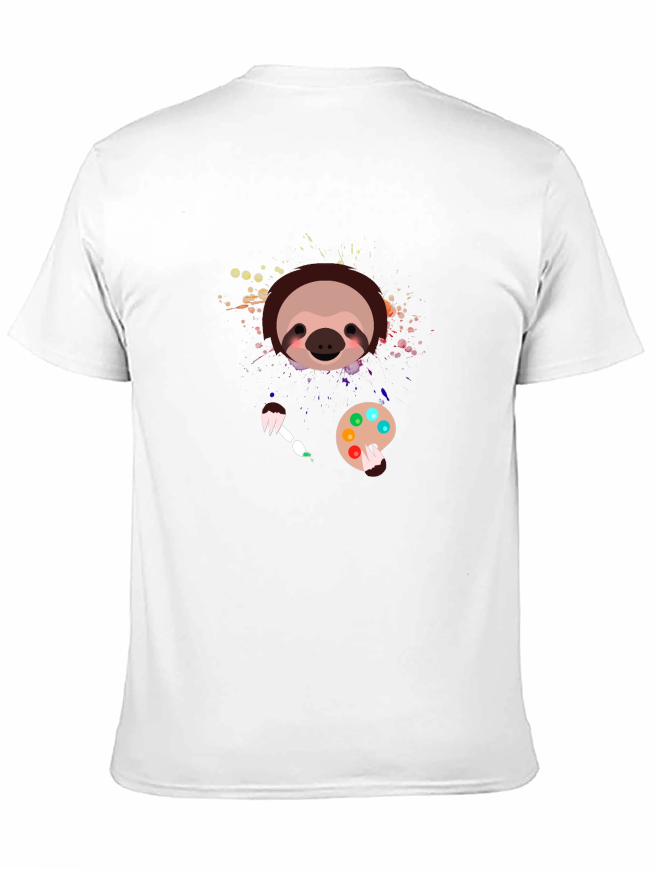 Black Sloth Artist Graphic T-Shirt - Cute Painter Tee view 11