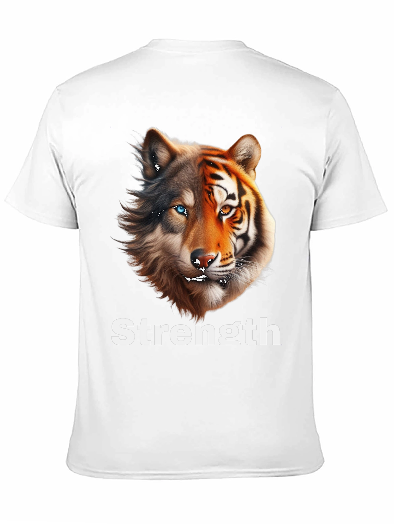 Black Strength Wolf Tiger Graphic Tee - Unique Animal Design view 11
