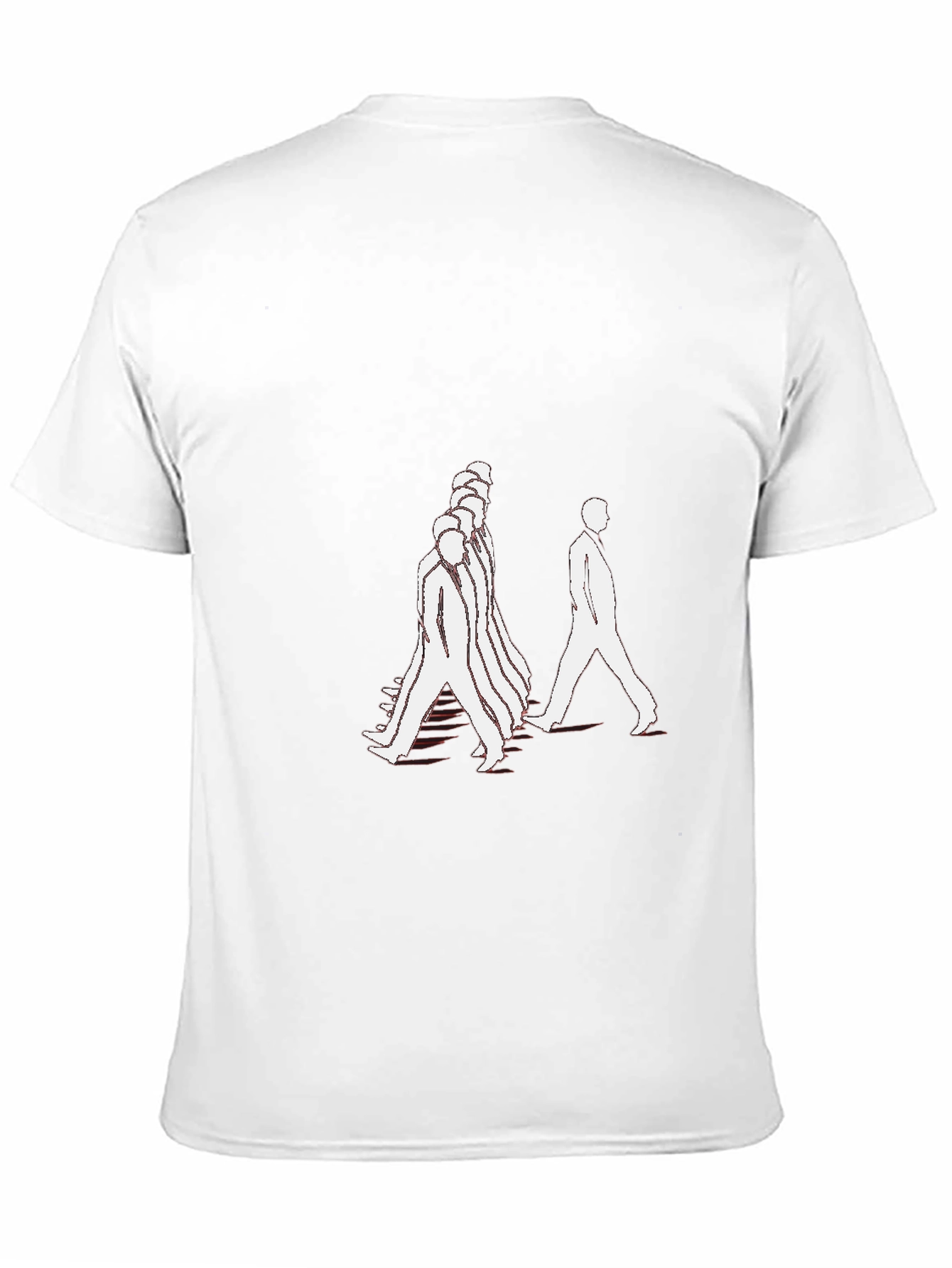 Black Black T-Shirt with Walking Figures Print view 11