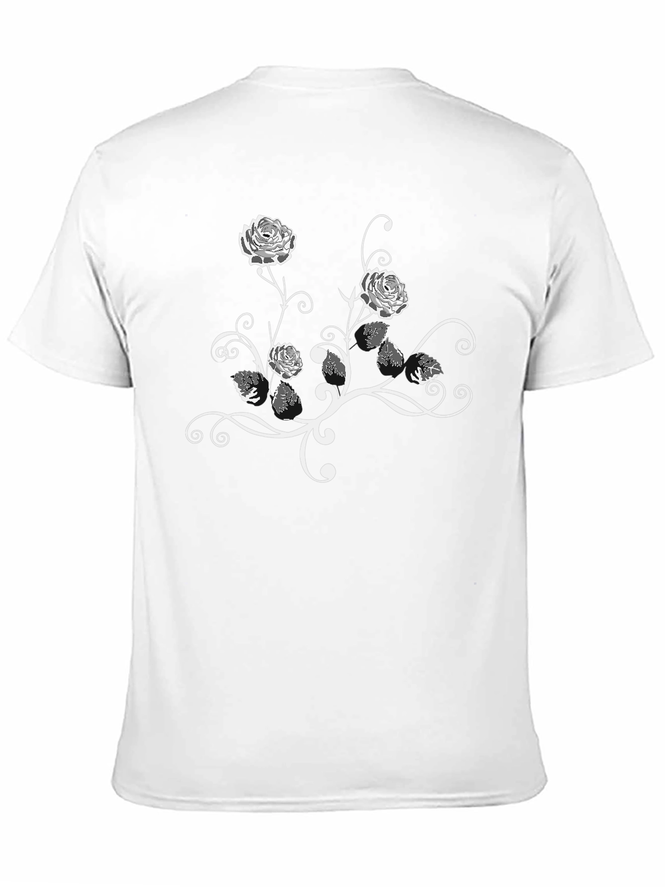 Black Floral Rose Vine Graphic Black T-Shirt view 11