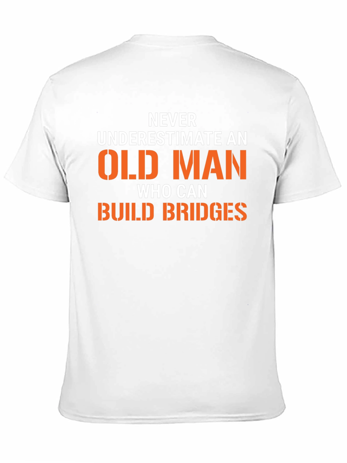 Black Funny "Old Man Build Bridges" Graphic Tee view 11