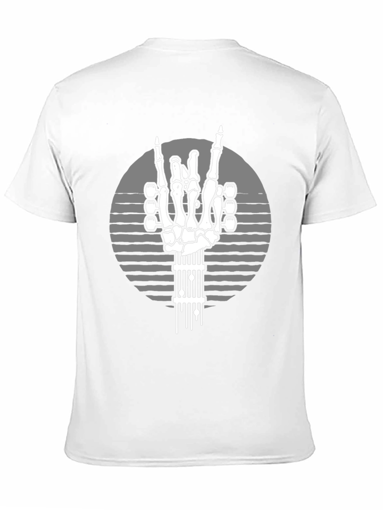 Black Rock On Skeleton Guitar Hand T-Shirt view 11