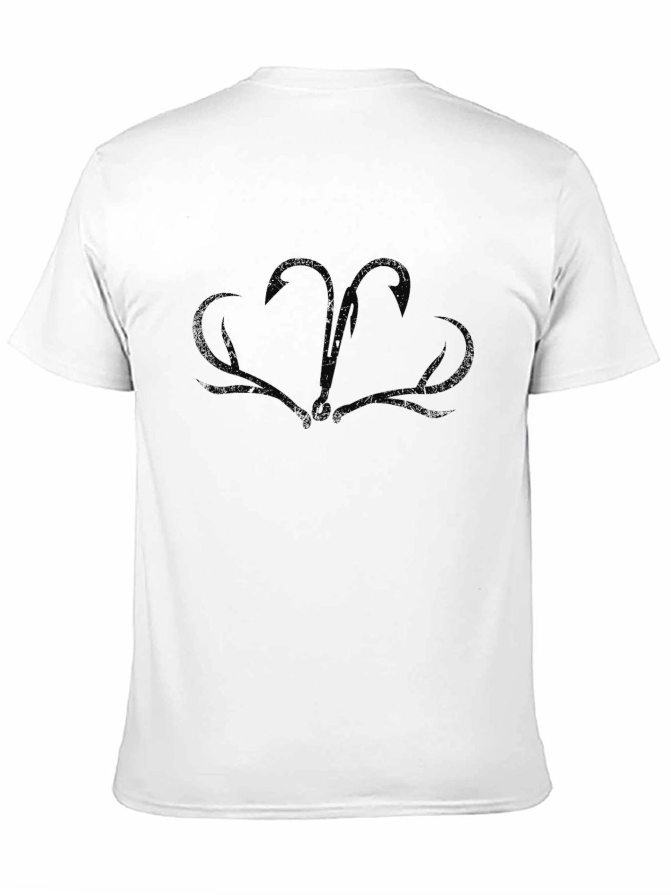 Black Men's Black Fishing Hook Graphic Tee Shirt view 11