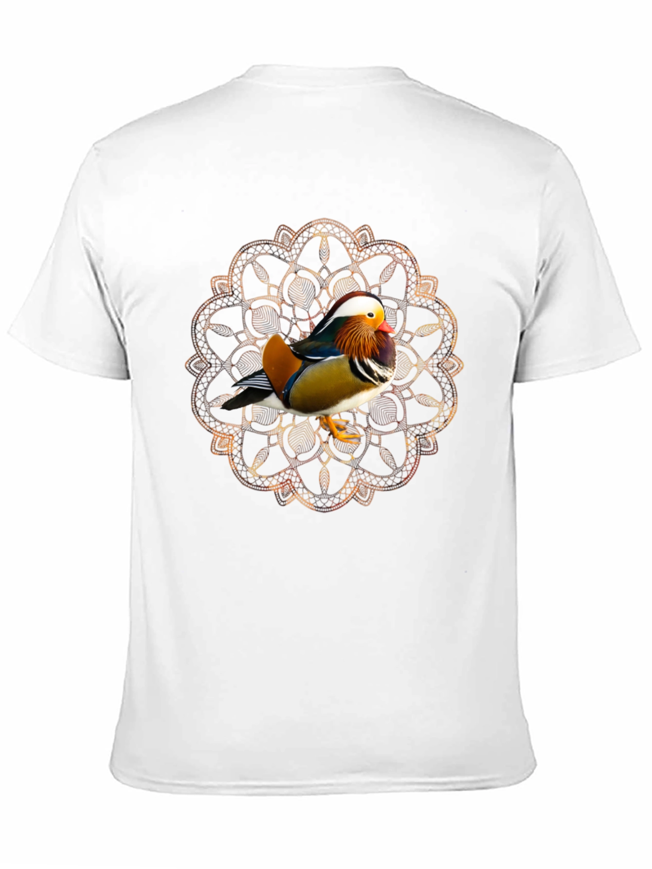 Black Mandarin Duck Mandala Graphic Tee - Stylish Men's T-Shirt view 11