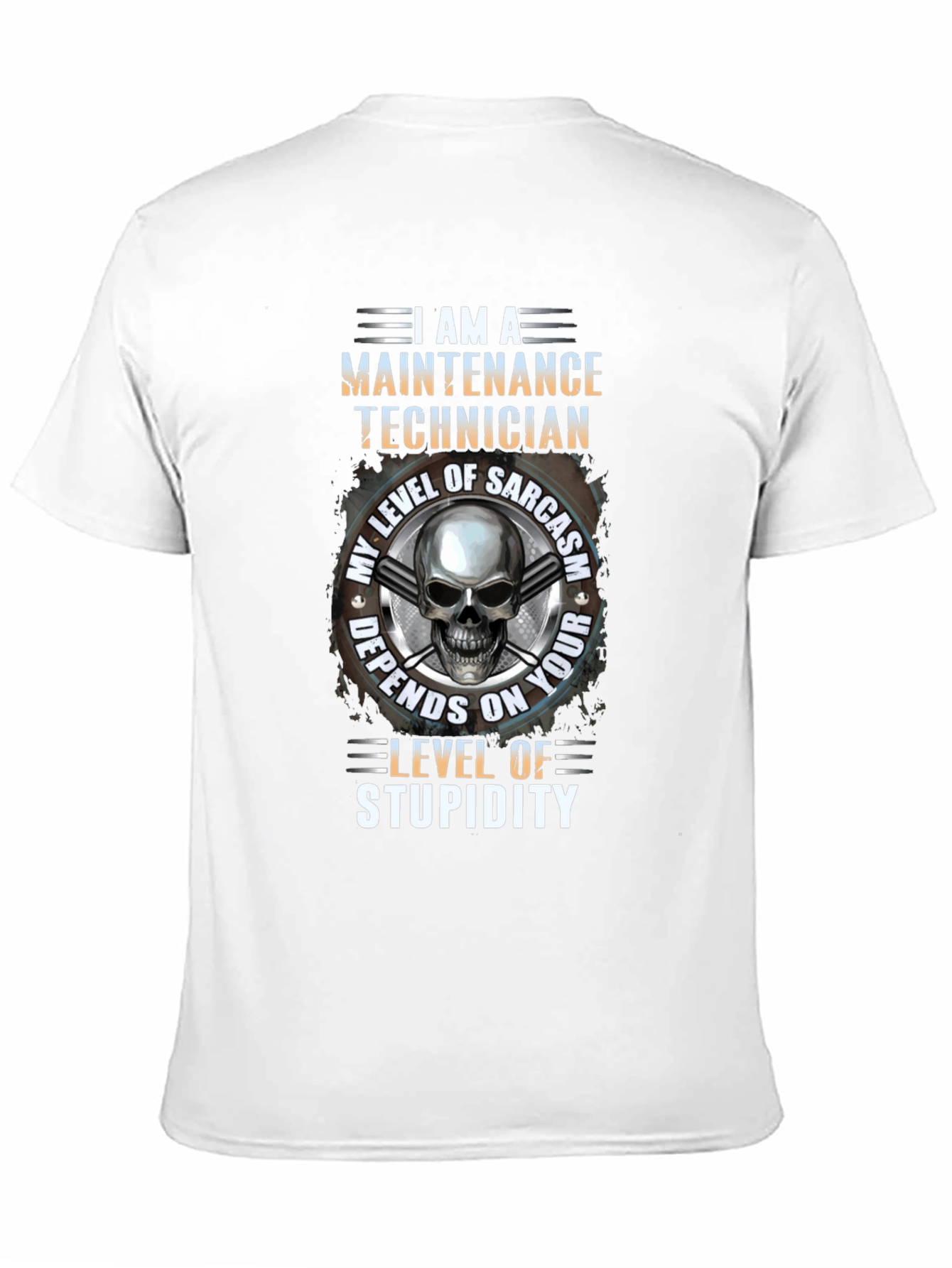 Black Maintenance Technician Skull Graphic T-Shirt view 11