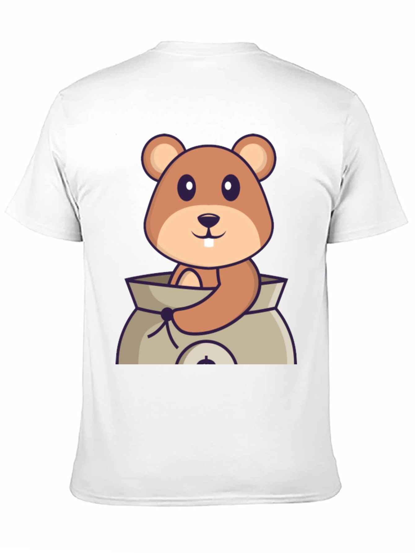 Black Cartoon Groundhog in Sack Black T-Shirt view 11
