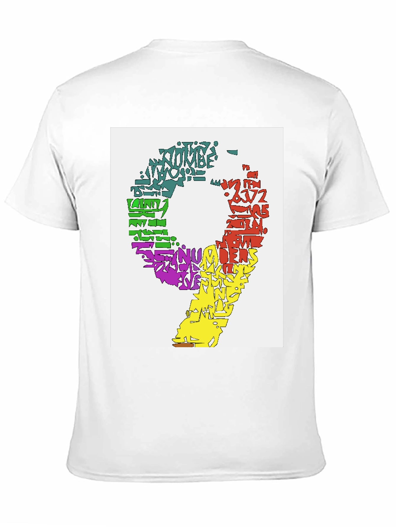 Black Colorful Number 9 Word Art Graphic Tee view 11