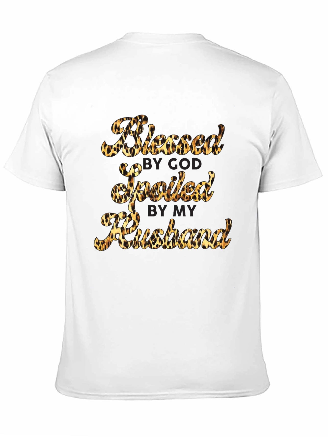 Black Blessed Spoiled Husband Leopard Print T-Shirt view 11
