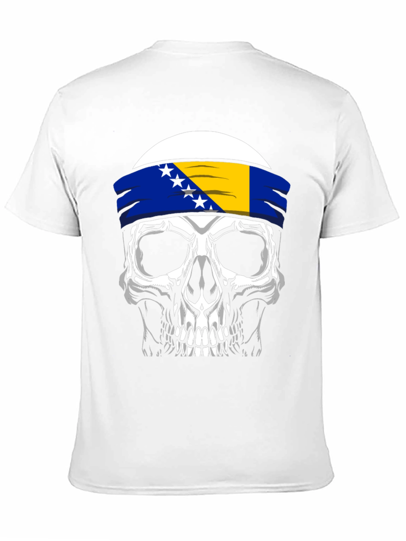 Skull Bosnia Flag Headband T-Shirt - 11