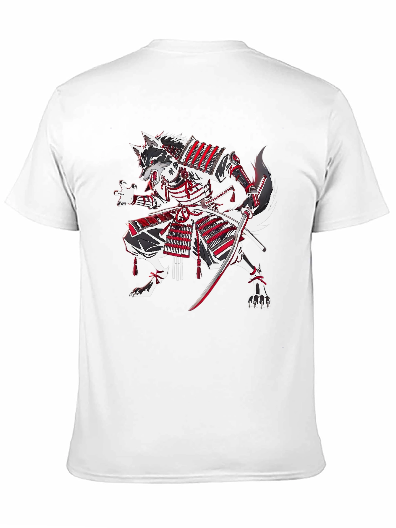Black Samurai Wolf Graphic T-Shirt view 11