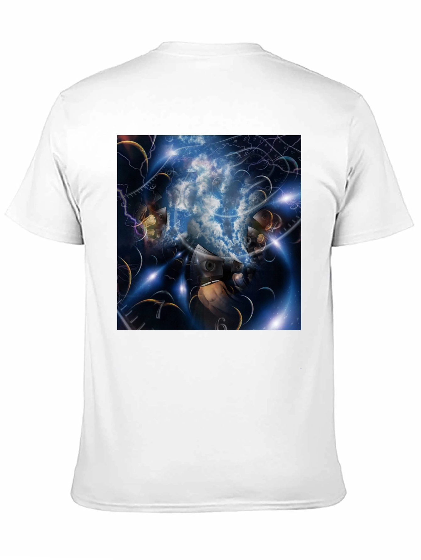 Black Surreal Clockwork Dreamscape Graphic Tee view 11