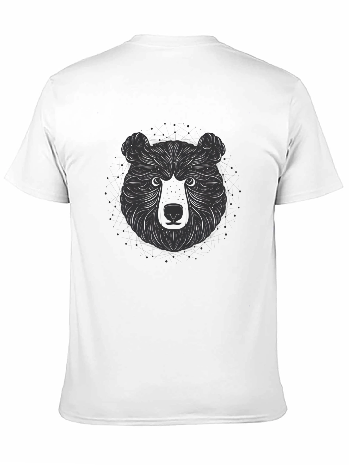 Black Abstract Bear Graphic Tee - Stylish Men's Black T-Shirt view 11