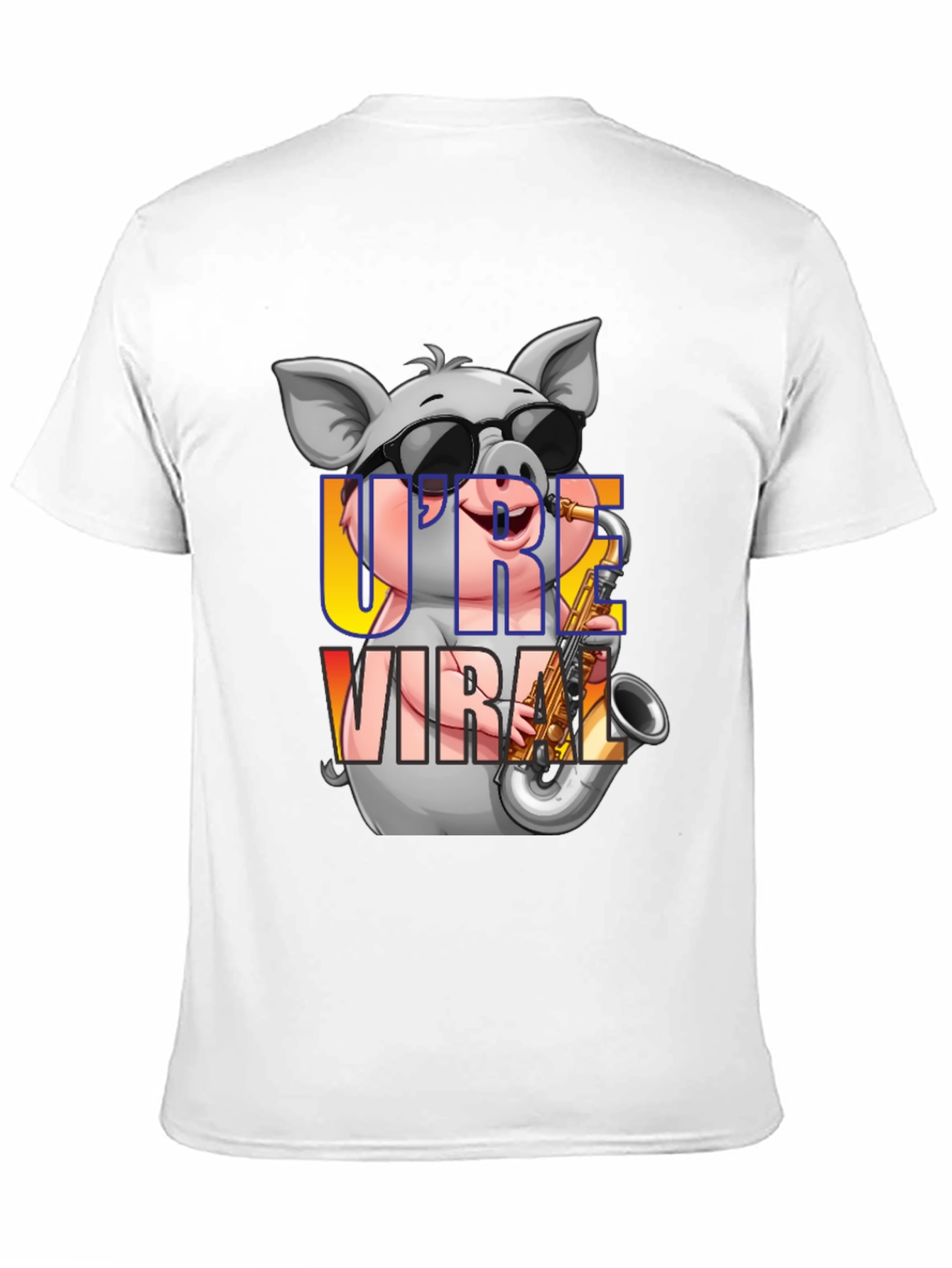 Black Cool Pig Saxophone T-Shirt view 11