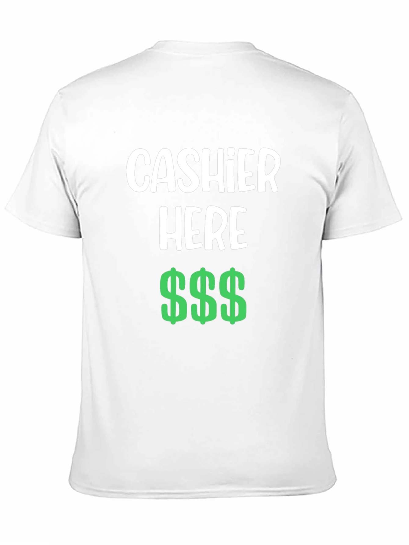 Black Cashier Here Funny T-Shirt - Black Crew Neck Tee view 11