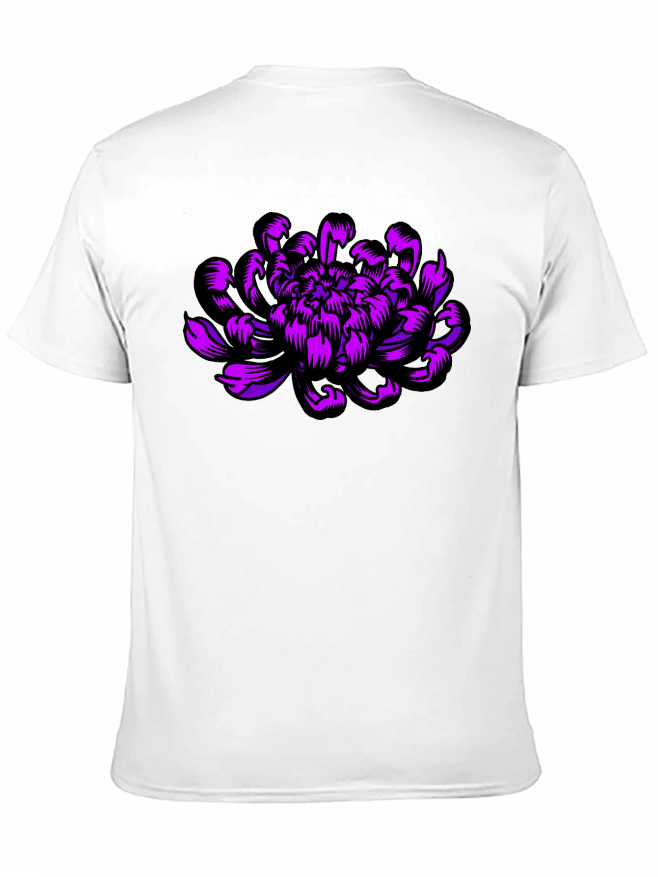 Black Black T-Shirt with Purple Flower Design view 11