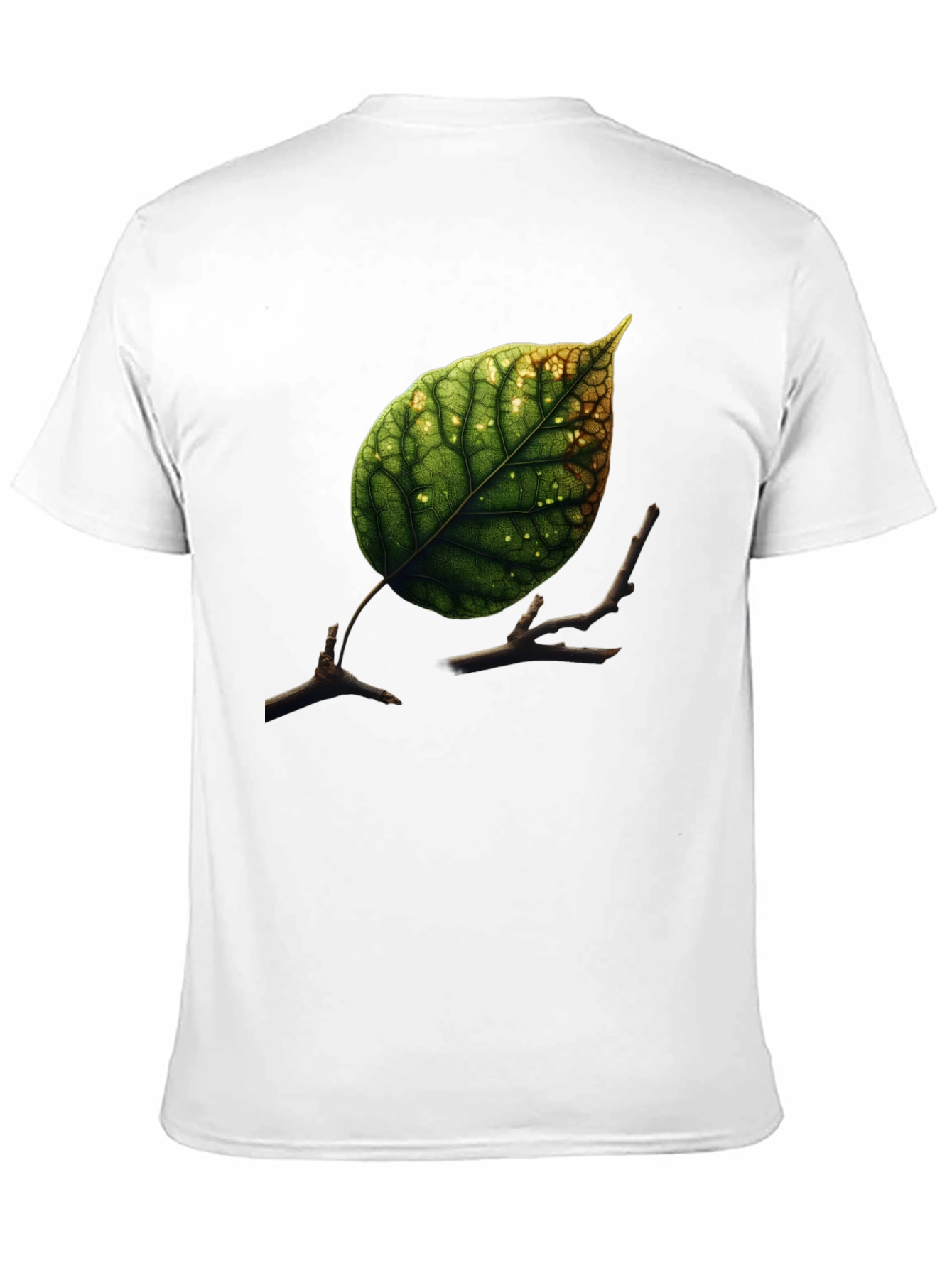 Black Leaf & Twigs Graphic Tee - Nature Inspired Black T-Shirt view 11