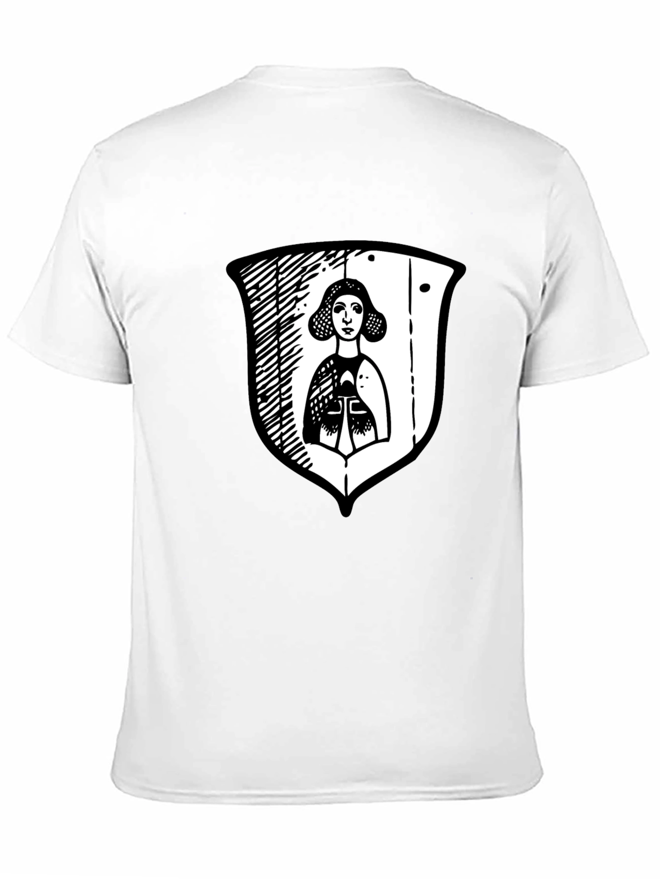 Black Black Graphic Tee with Medieval Lady Shield view 11
