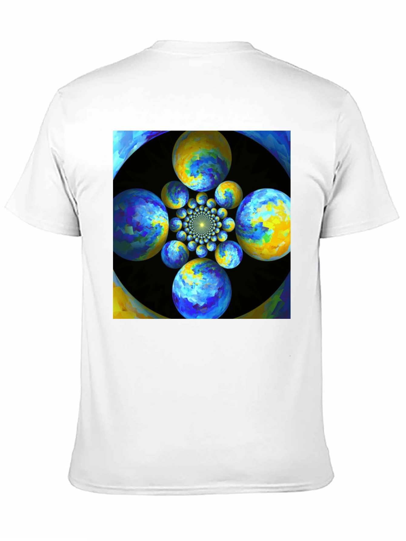 Black Abstract Fractal Sphere Graphic T-Shirt view 11