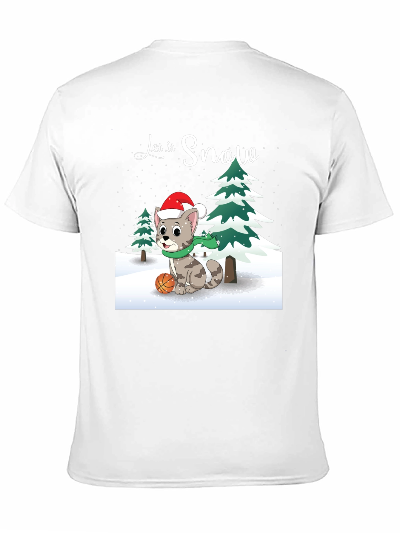 Black Let it Snow Cat with Basketball T-Shirt view 11