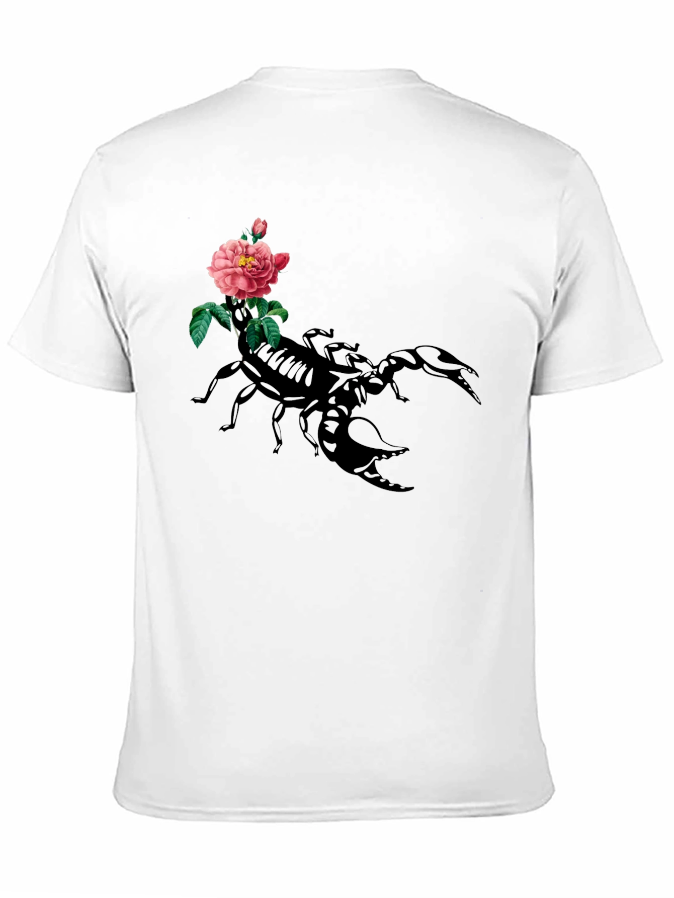 Black Scorpion & Rose Graphic Tee - Men's Black Cotton T-Shirt view 11