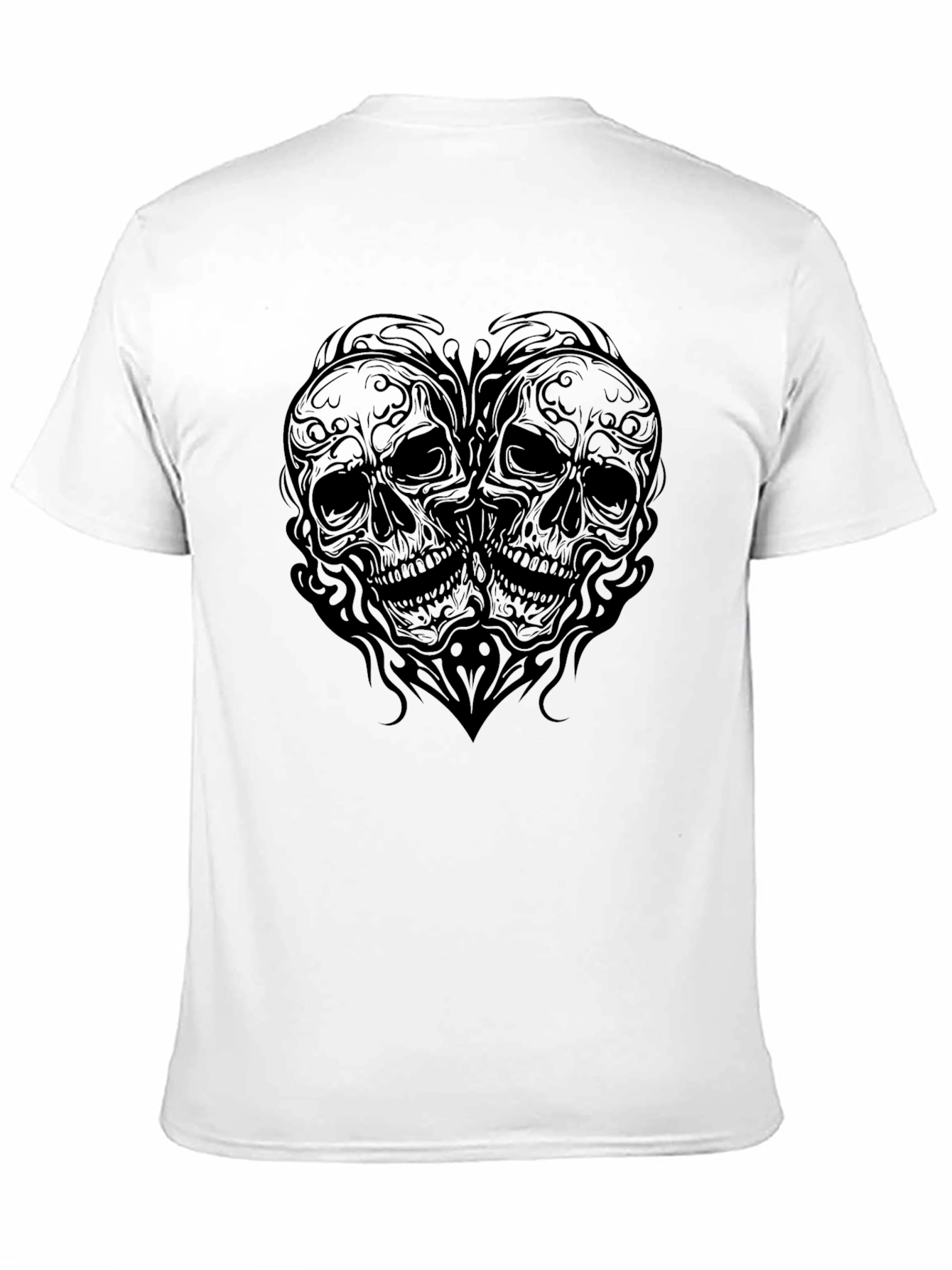 Black Skull Heart Graphic Tee - Gothic Style Black T-Shirt view 11