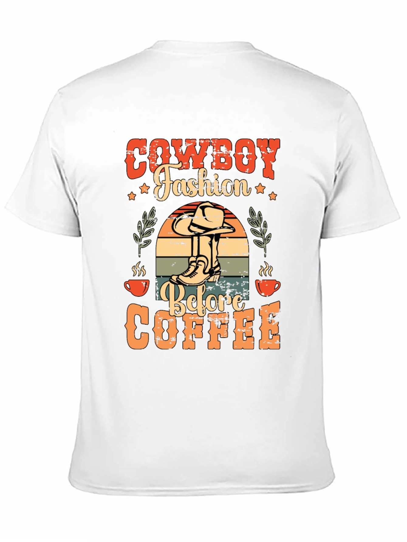 Black Cowboy Fashion Before Coffee Graphic T-Shirt view 11