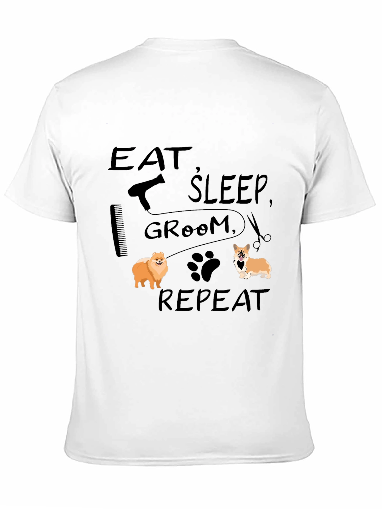 Black Eat Sleep Groom Repeat Dog Lover T-Shirt view 11