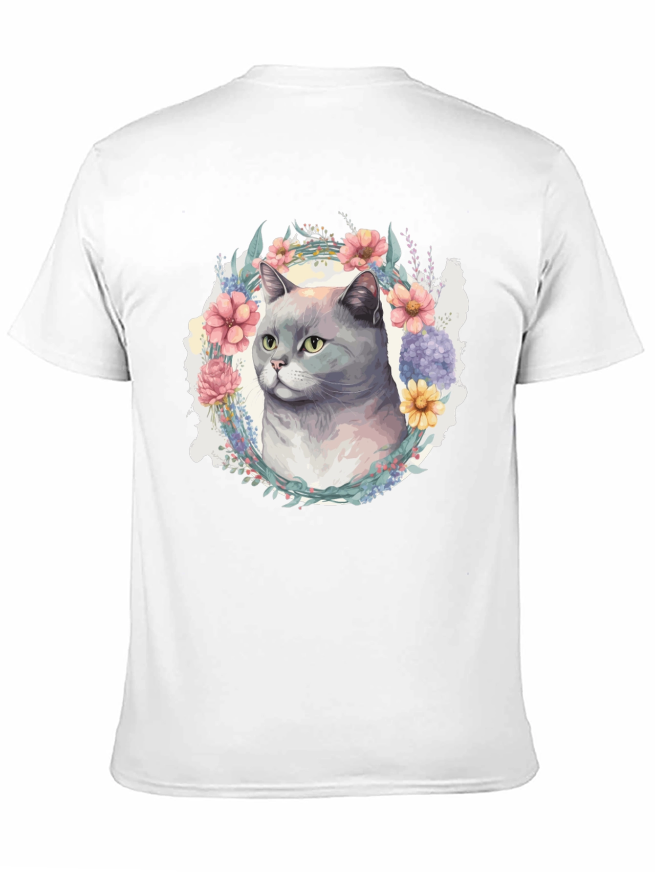 Black Floral Cat T-Shirt - Soft Cotton Blend view 11