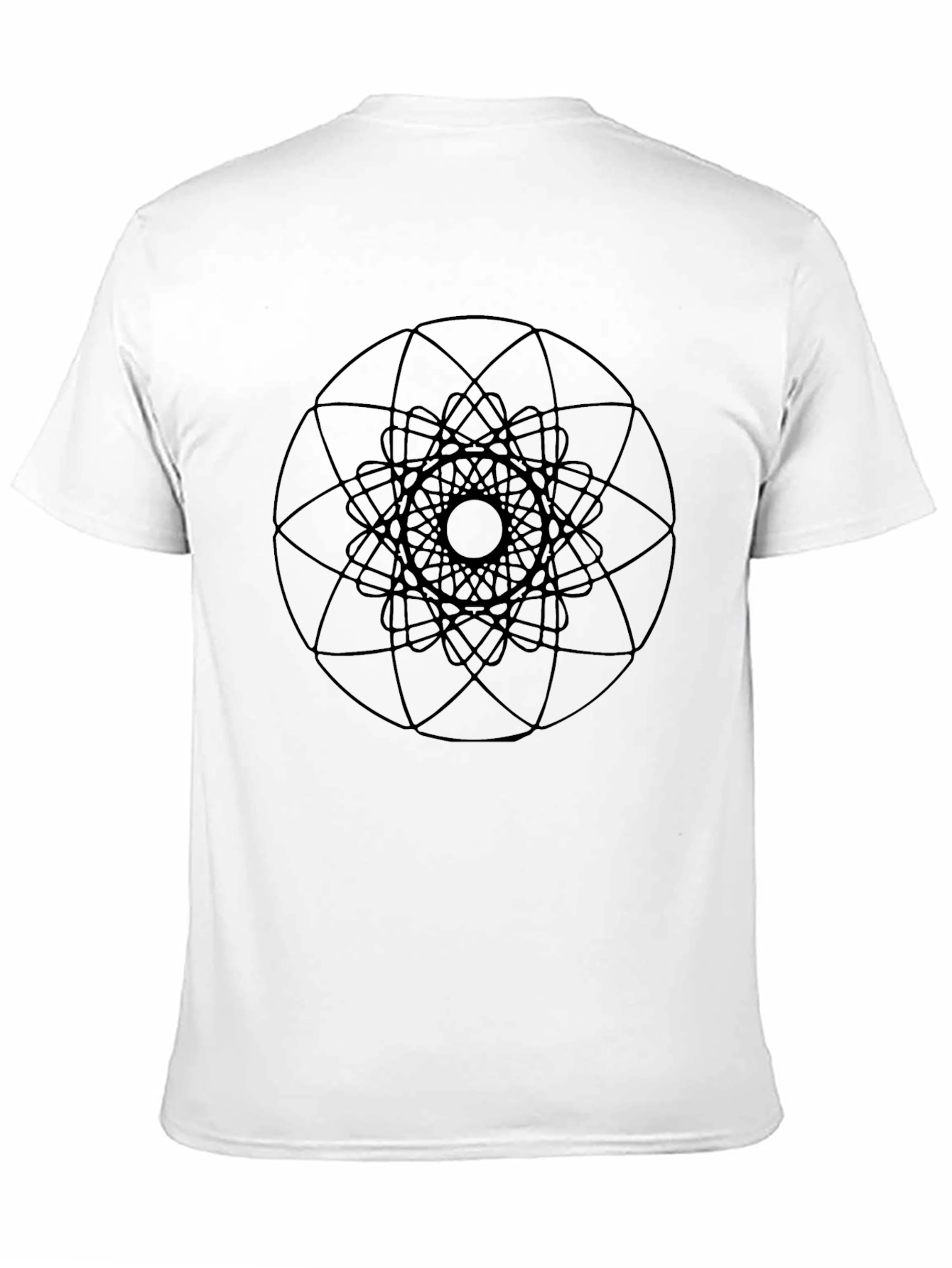 Black Geometric Mandala Black T-Shirt - Modern Minimalist Design view 11