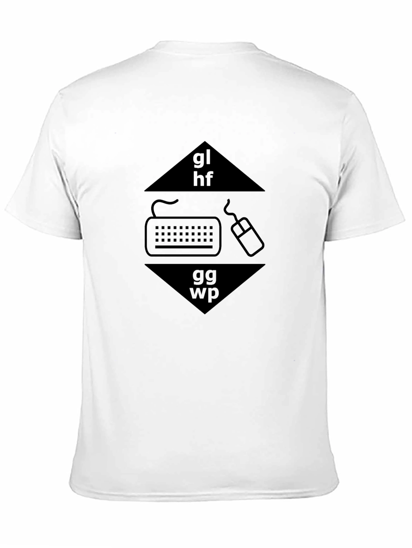 Black Gaming T-Shirt: GL HF GG WP Keyboard Mouse Design view 11