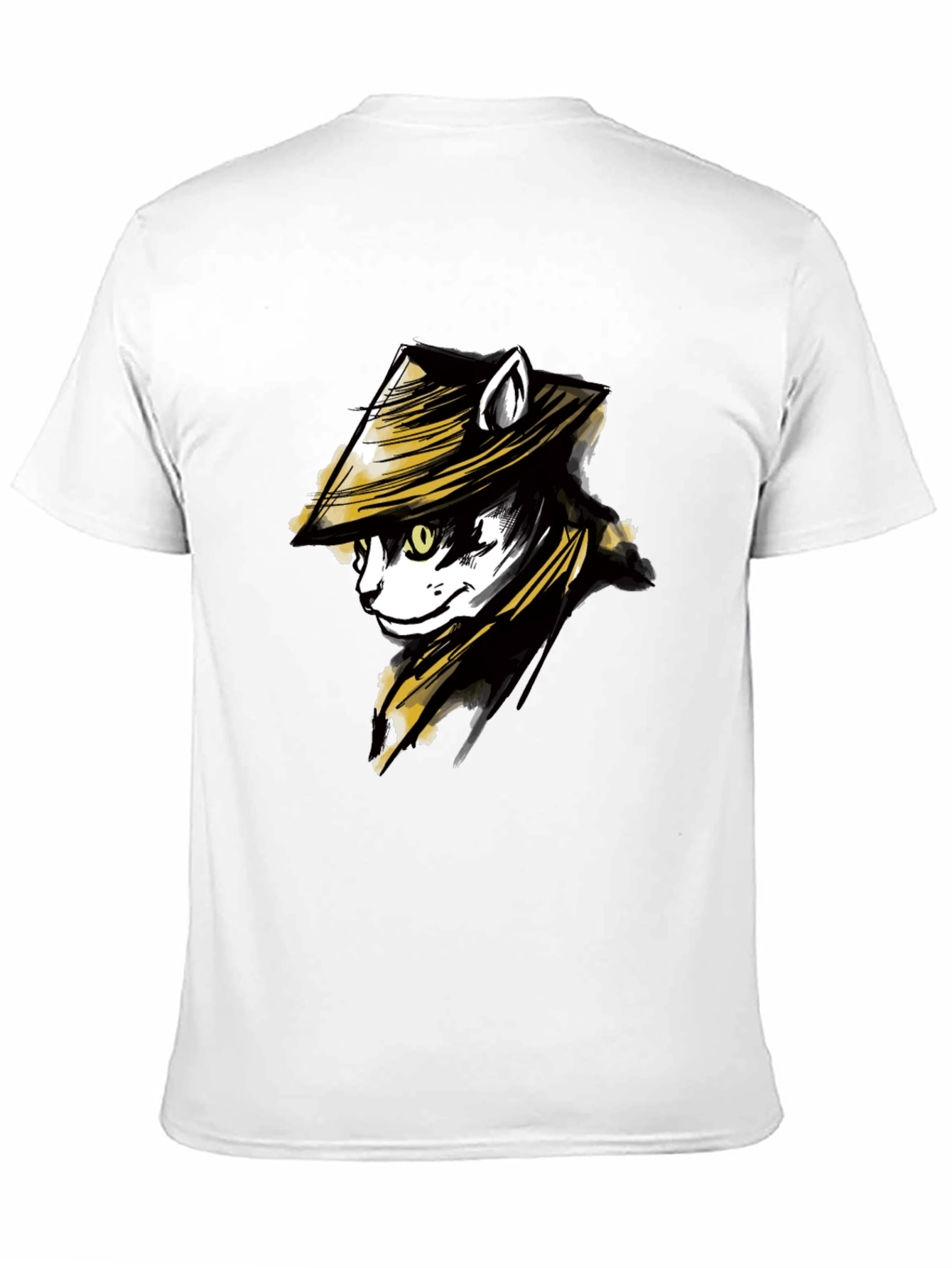 Black Black T-Shirt with Cat Samurai Graphic view 11