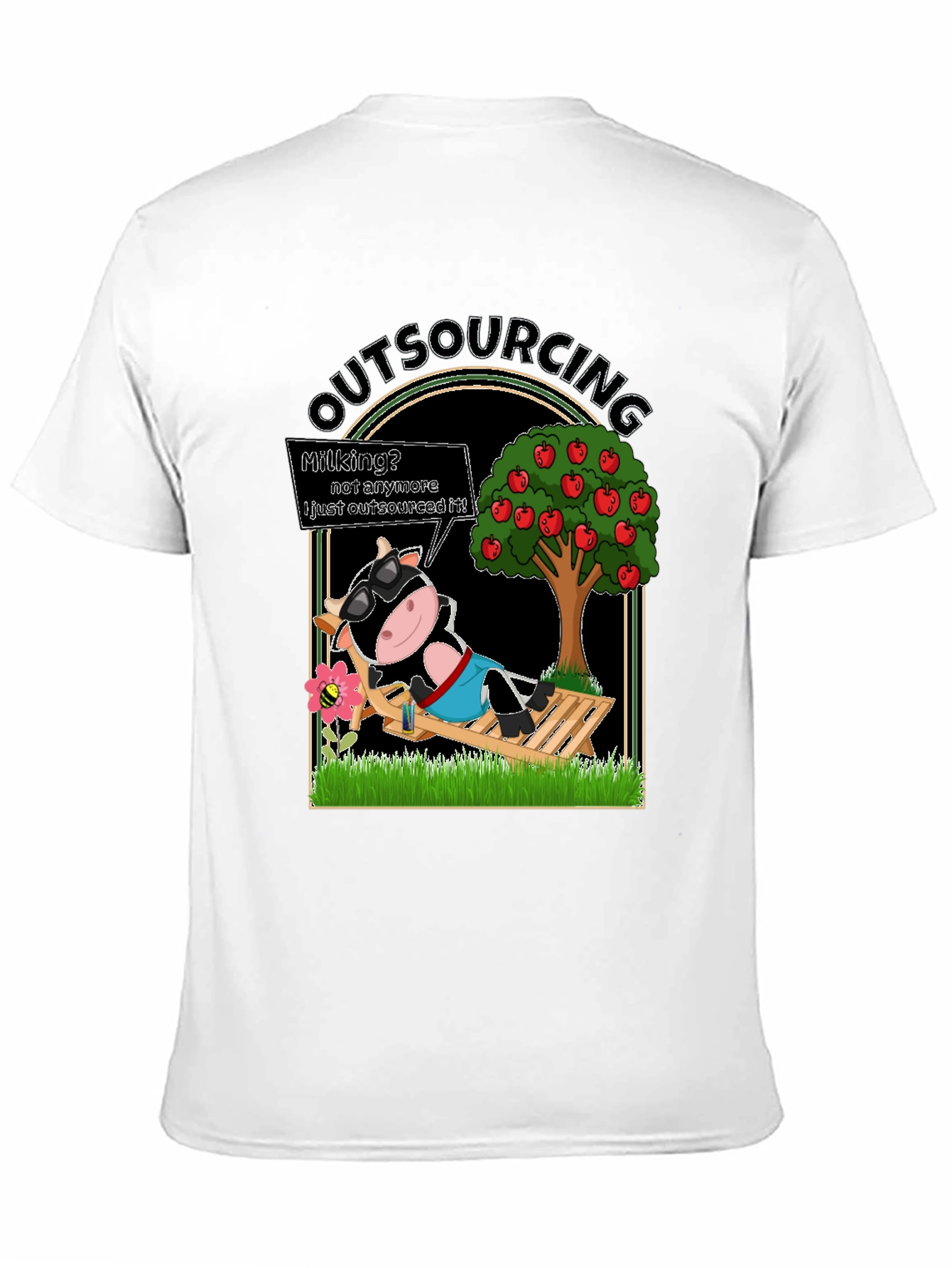 Black Outsourcing Cow T-Shirt Funny Business Humor Tee view 11