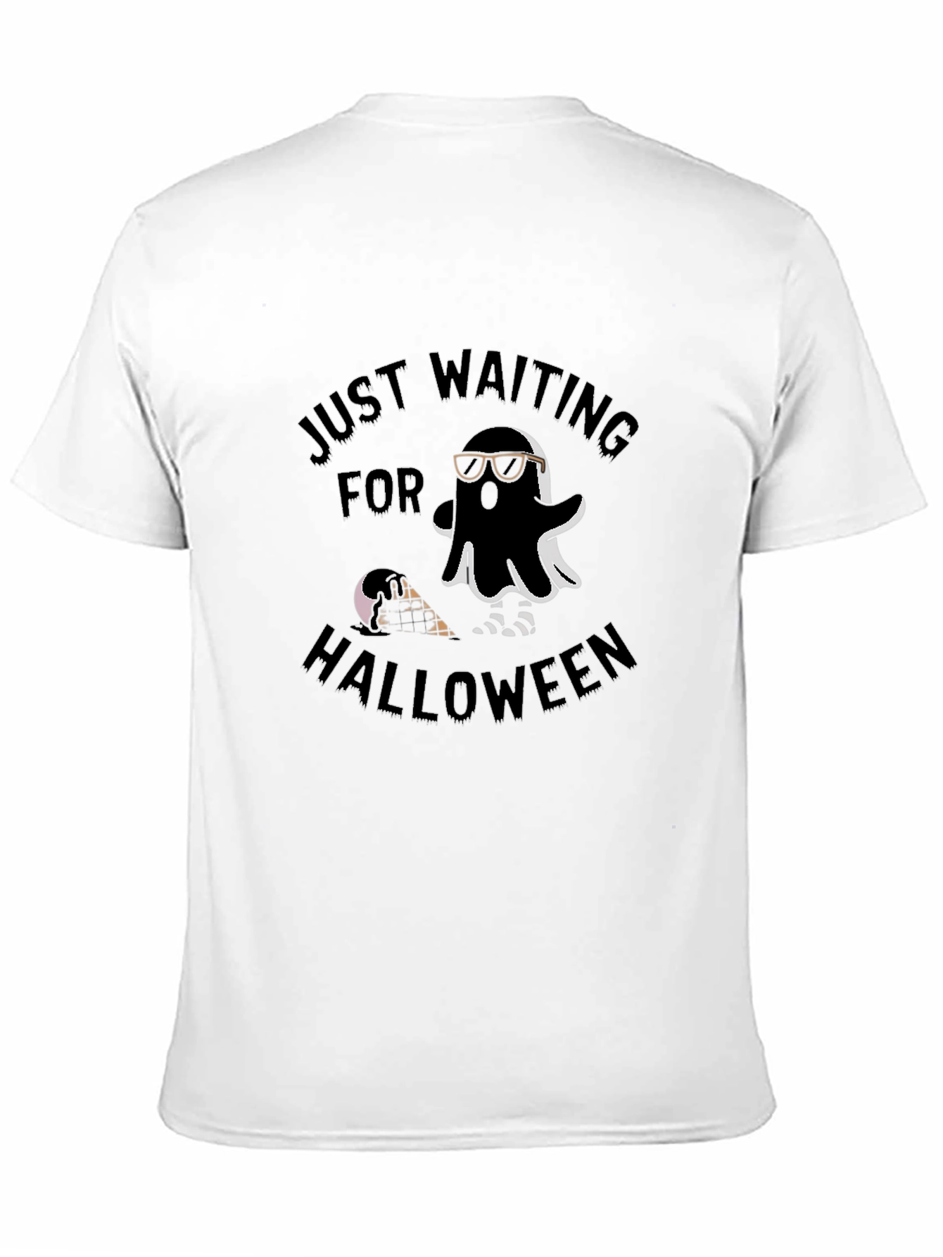 Black Just Waiting For Halloween Ghost T-Shirt view 11