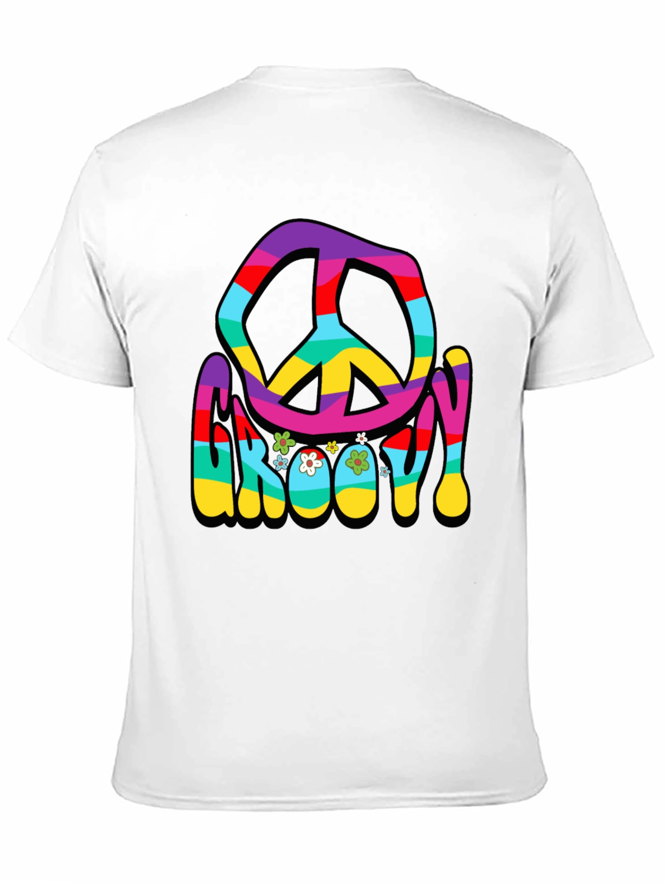 Black Groovy Peace Sign Graphic T-Shirt view 11