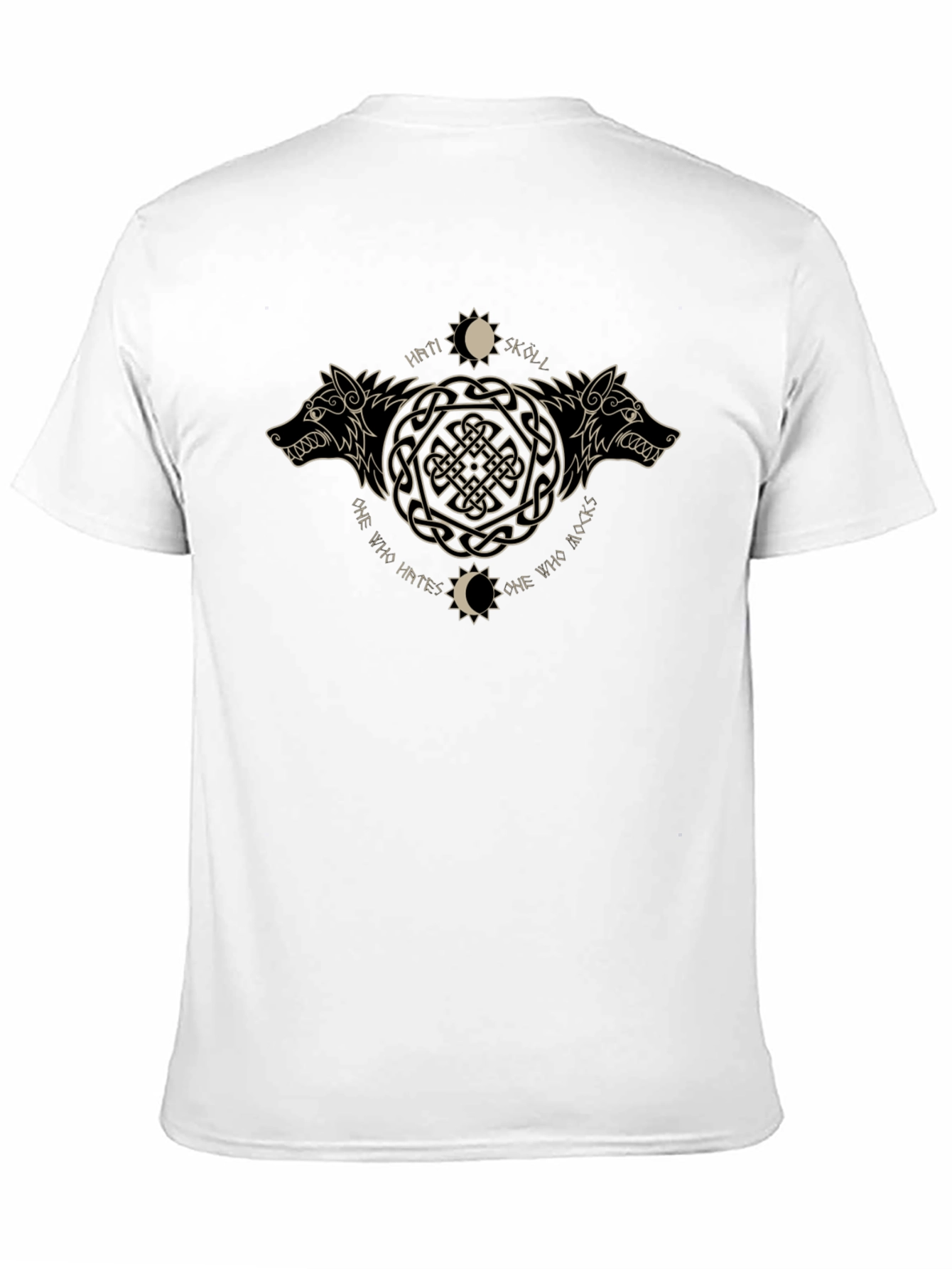 Black Norse Wolves Hati Skoll Graphic T-Shirt view 11