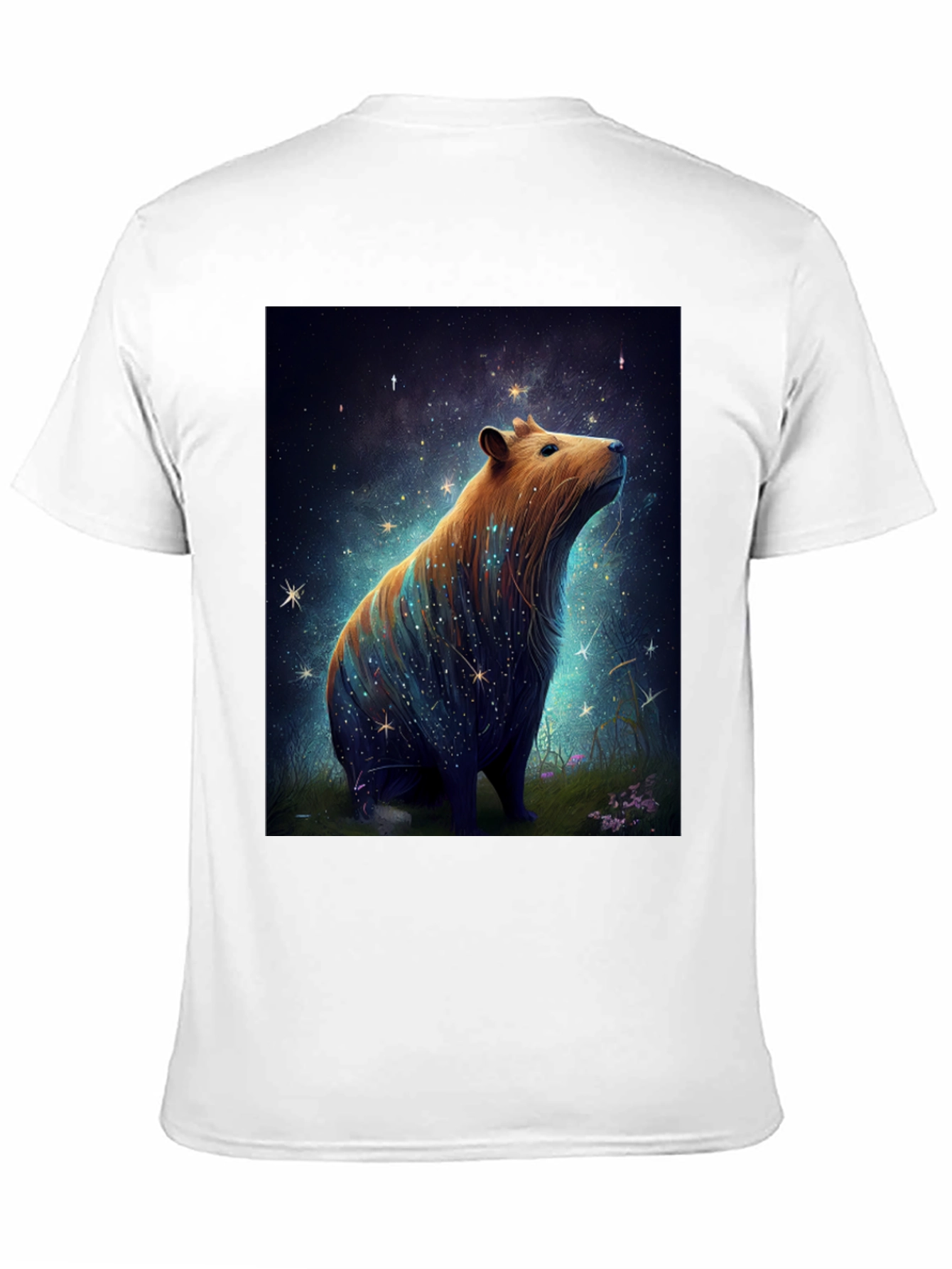 Black Starry Capybara Graphic Tee - Unisex Black T-Shirt view 11